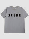 Scene Lettering Short Sleeve T-Shirt Blue Grey - KLOR - BALAAN 1