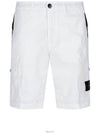 Men's Wappen Patch Pocket Bermuda Cargo Shorts White - STONE ISLAND - BALAAN 2