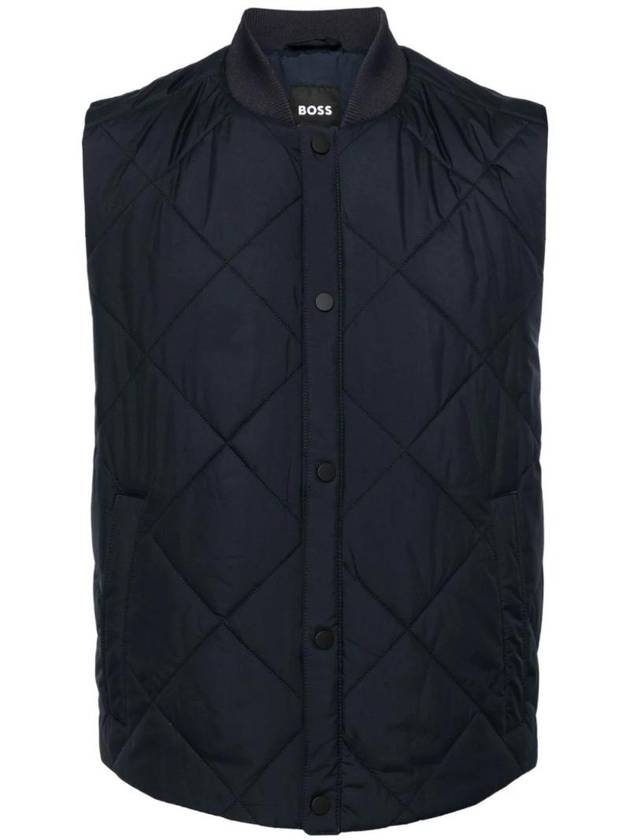 Diamond Quilted Water Repellent Vest Navy - HUGO BOSS - BALAAN 1