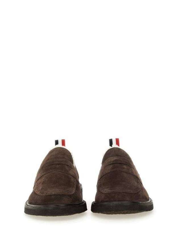 Shearling Lining Suede Penny Loafers Brown - THOM BROWNE - BALAAN 6