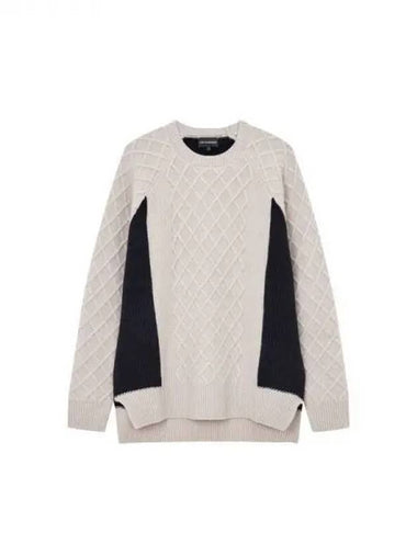 Men s half color combination wool raglan knit beige 270189 - EMPORIO ARMANI - BALAAN 1