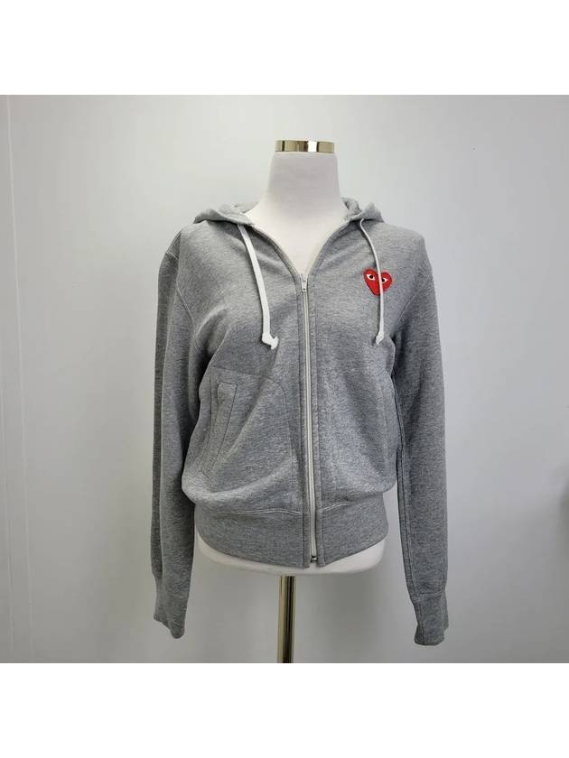 Women's Heart Patch Zip Up Hoodie Grey - COMME DES GARCONS - BALAAN 2