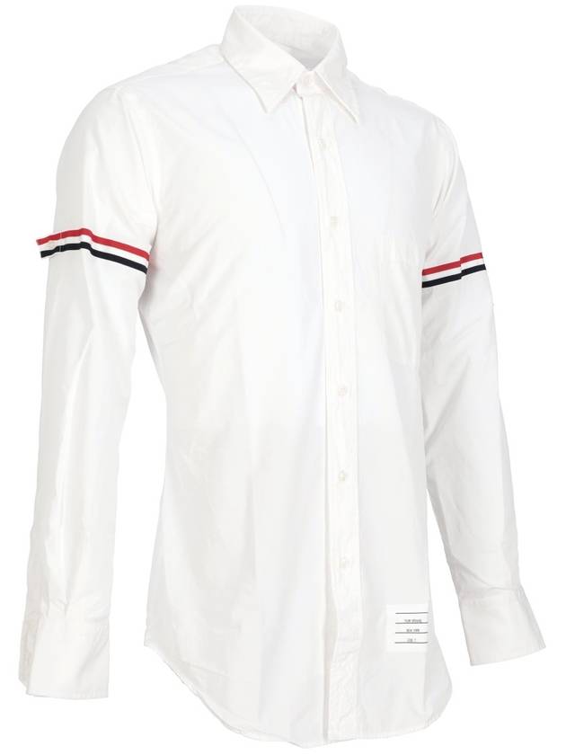 Men's Poplin Grosgrain Armband Classic Long Sleeve Shirt White - THOM BROWNE - BALAAN 4