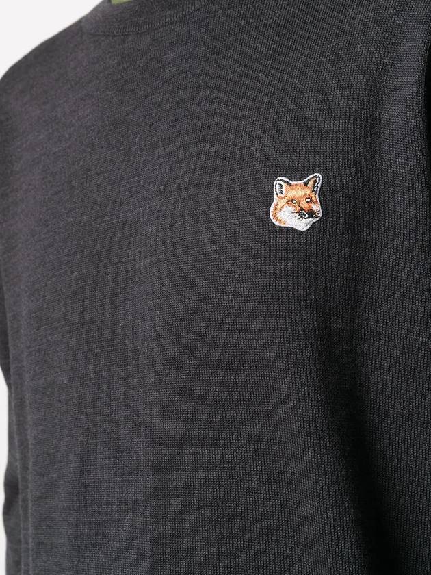 Fox Head Patch Regular Round Neck Pullover Knit Top Anthracite Melange - MAISON KITSUNE - BALAAN 3