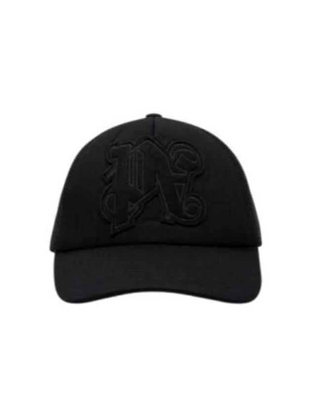 Monogram Trucker Ball Cap Black - PALM ANGELS - BALAAN 2