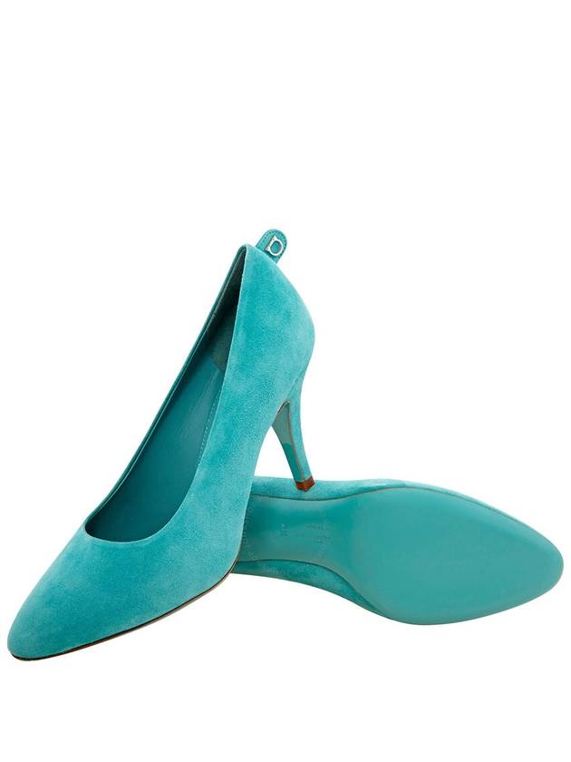 Salvatore Women's Suede Gancini Pumps Heel Blue - SALVATORE FERRAGAMO - BALAAN 3