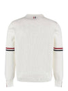 Milano Stitch Sprite Armband Cotton V-neck Cardigan White - THOM BROWNE - BALAAN 3