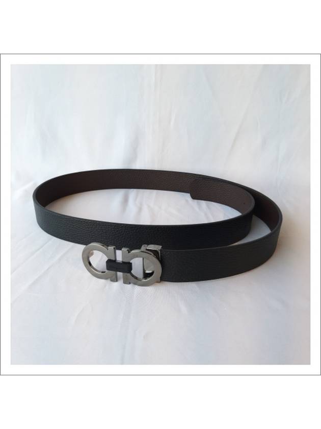 Reversible Gancini Belt Black Hickory - SALVATORE FERRAGAMO - BALAAN 4