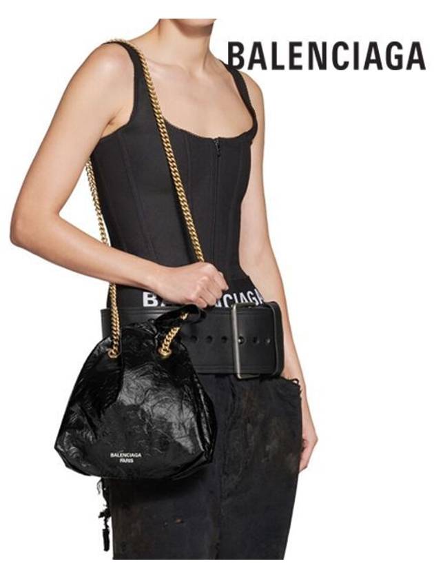 Crush Small Leather Shoulder Bag Black - BALENCIAGA - BALAAN 7