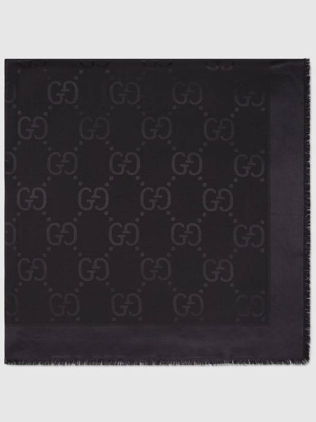 GG Jacquard Silk Wool Scarf Black - GUCCI - BALAAN 5