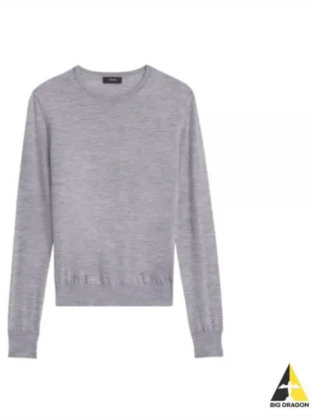 Regal Wool Crew Neck Knit Top Grey - THEORY - BALAAN 2