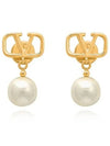 Valentino Garavani V logo signature pearl drop earrings - RED VALENTINO - BALAAN 1