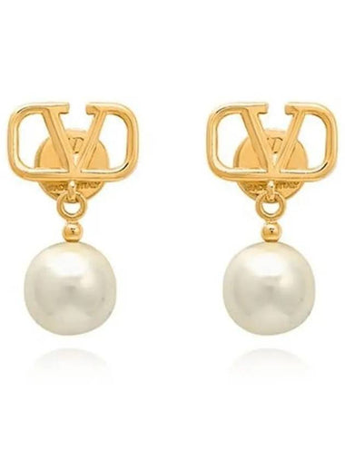 Valentino Garavani V logo signature pearl drop earrings - RED VALENTINO - BALAAN 1