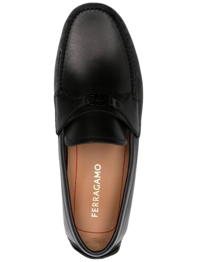 Gancini Leather Driving Shoes Black - SALVATORE FERRAGAMO - BALAAN 3