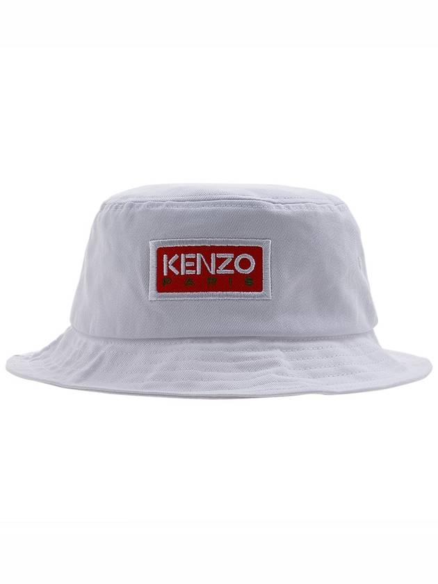 Logo Paris Sun Patch Cotton Bucket Hat White - KENZO - BALAAN 3