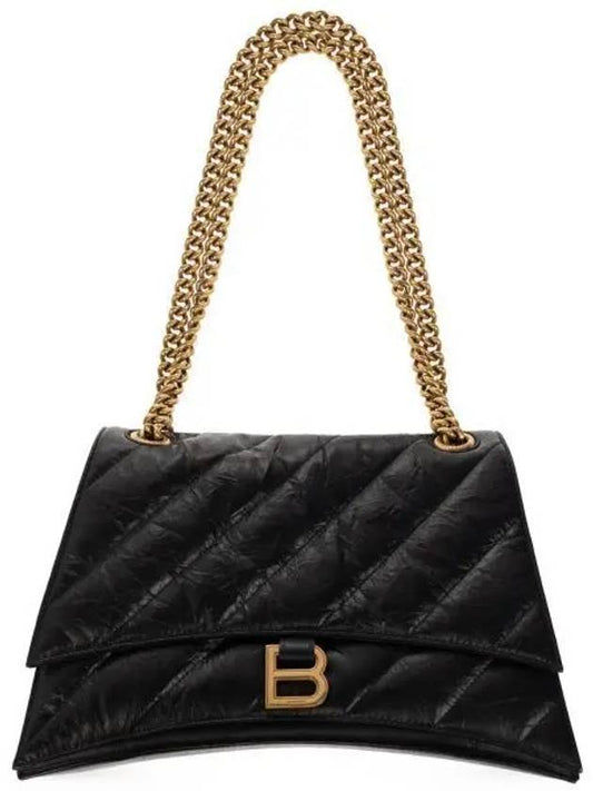 Quilted Crush Medium Chain Shoulder Bag Black - BALENCIAGA - BALAAN 2