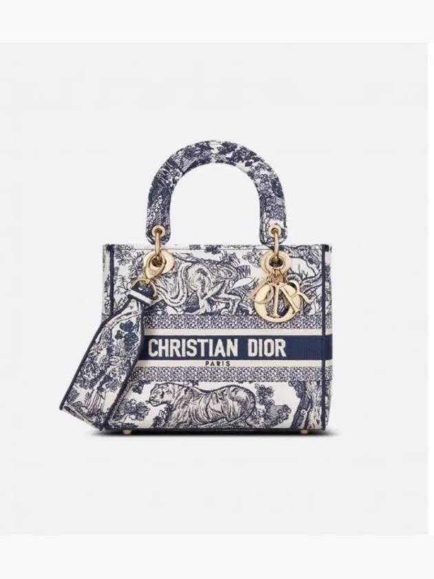 Lady D Lite Toile De Jouy Embroidery Medium Tote Bag Blue - DIOR - BALAAN 2