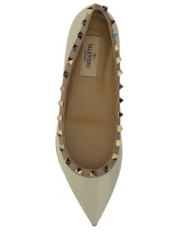 Patent Leather Rockstud Ballerina White - VALENTINO - BALAAN 4