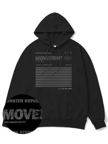 Social Stance Gray Overfit Hoodie Black - MONSTER REPUBLIC - BALAAN 1