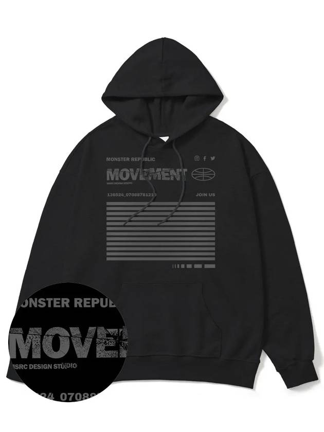 Social Stance Grey Overfit Hoodie Black - MONSTER REPUBLIC - BALAAN 4