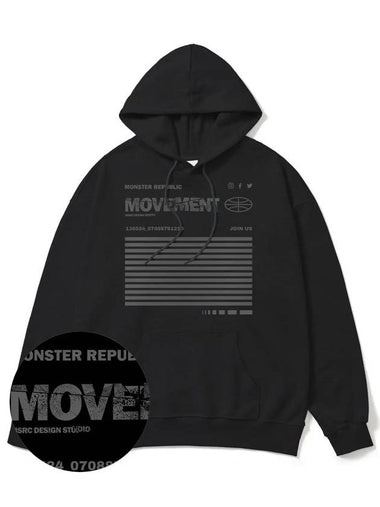 Social Stance Grey Overfit Hoodie Black - MONSTER REPUBLIC - BALAAN 1