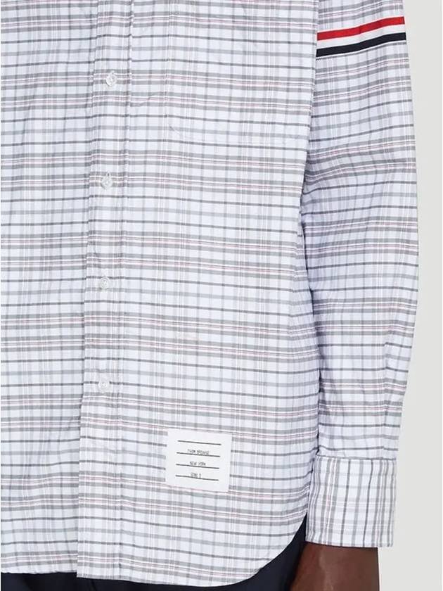 Men's Oxford Check Cotton Long Sleeve Shirt Medium Grey - THOM BROWNE - BALAAN 6