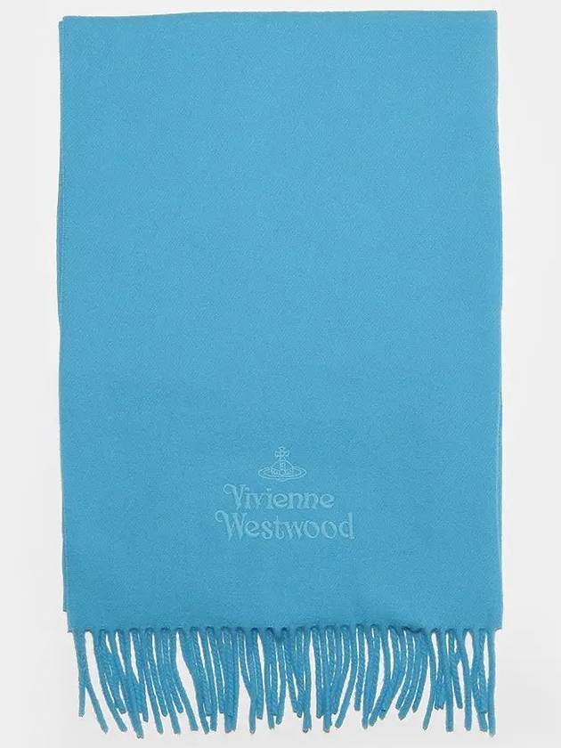 Logo Wool Fringe Muffler Light Blue - VIVIENNE WESTWOOD - BALAAN 3