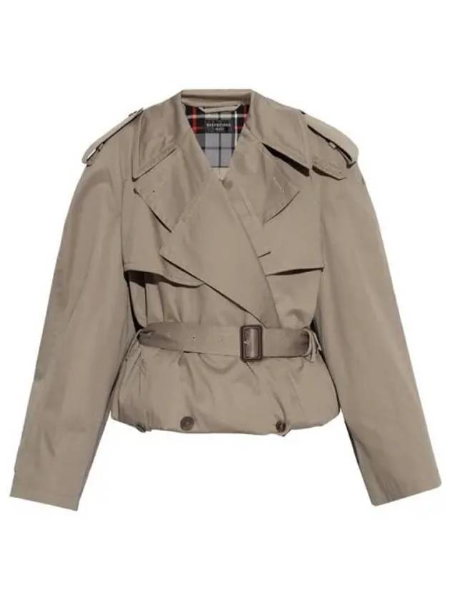 Fold Cotton Twill Short Trench Coat Beige - BALENCIAGA - BALAAN 2