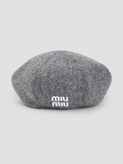 Wool Chevron Beret Black - MIU MIU - BALAAN 2