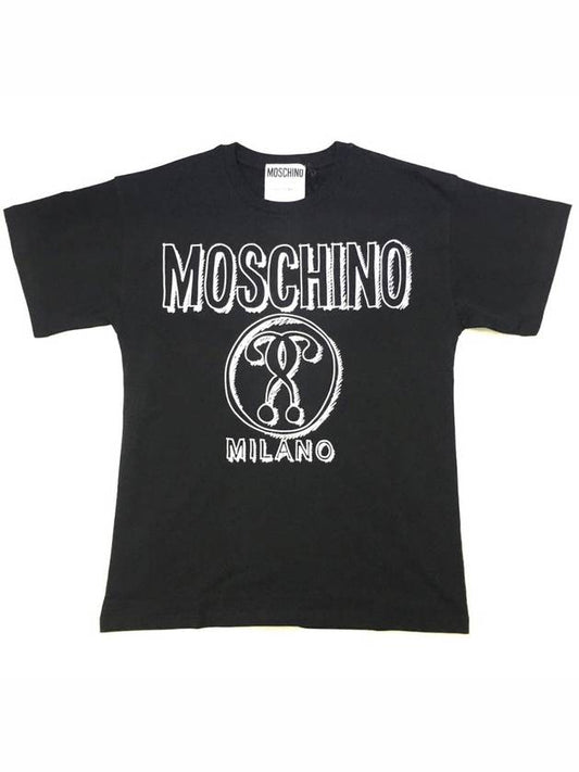 Unisex English logo black shortsleeved tshirt - MOSCHINO - BALAAN 1