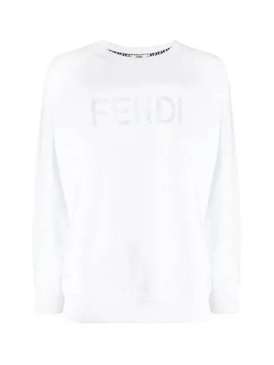 Women's Embroidered Logo Sweatshirt White - FENDI - BALAAN 2