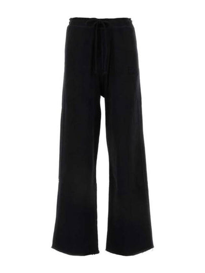 Embroidered Logo Cotton Wide Pants Black - GANNI - BALAAN 2