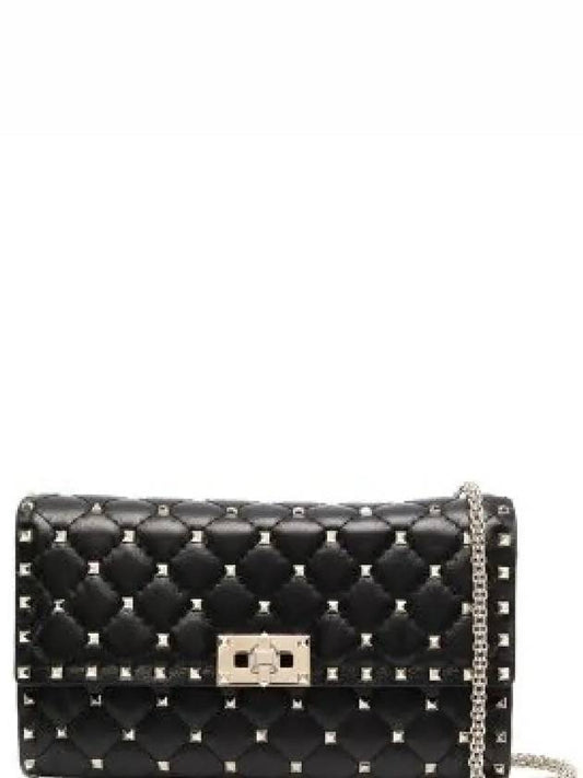 Rockstud Spike Leather Shoulder Bag Black - VALENTINO - BALAAN 2