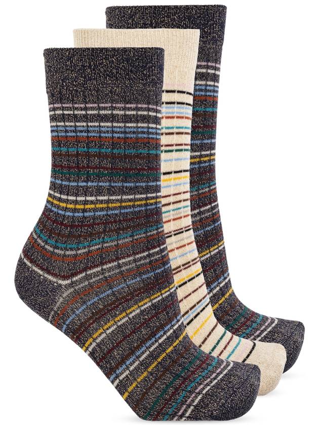 Paul Smith Three-pack Of Cotton Socks With Lurex Thread, Women's, Multicolour - PAUL SMITH - BALAAN 1