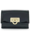 Women's Logo Closure Card Wallet Black - SALVATORE FERRAGAMO - BALAAN 3