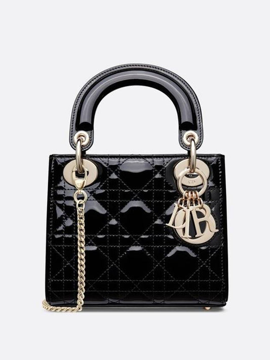 Lady Patent Cannage Gold Chain Mini Bag Black - DIOR - BALAAN 2