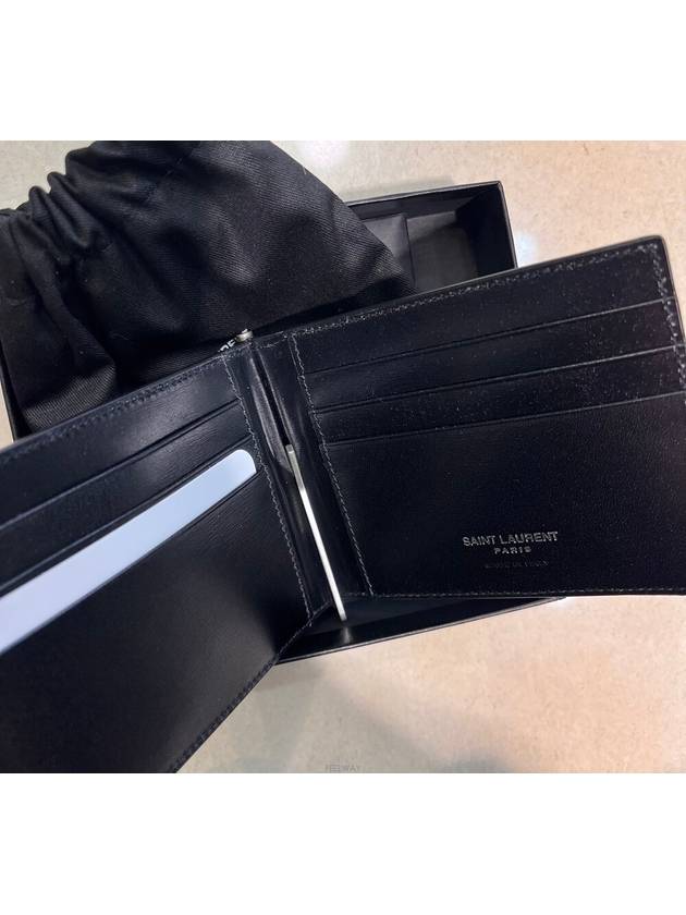 Monogram Money Clip Half Wallet Black - SAINT LAURENT - BALAAN 6