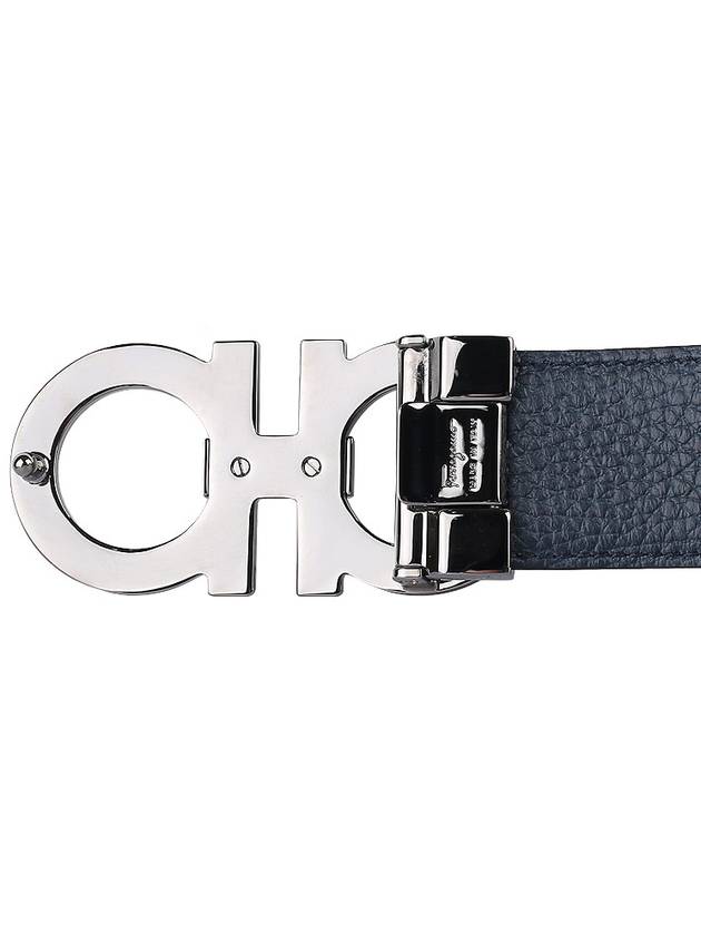 Reversible Gancini Leather Belt Blue - SALVATORE FERRAGAMO - 7