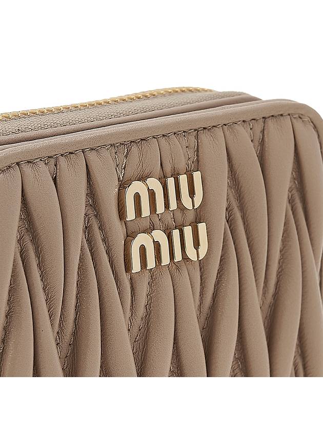 Matelasse Logo Zip Around Half Wallet Sand Beige - MIU MIU - BALAAN 7