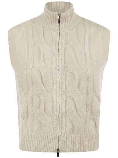 Cable zip vest in alpaca wool - PESERICO - BALAAN 1