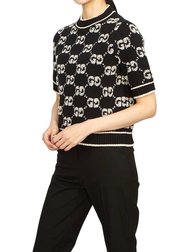 GG Boucle Wool Jacquard Knit Top Black - GUCCI - BALAAN 5