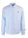 Button Down Cotton Oxford Long Sleeve Shirt Sky Blue - AMI - BALAAN 2