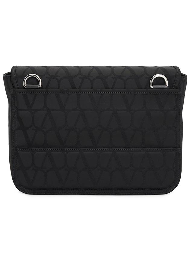 Toile Iconograph Leather Detail Shoulder Bag Black - VALENTINO - BALAAN 4