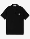 Logo Patch Short Sleeve Polo Shirt Black - STONE ISLAND - BALAAN 3