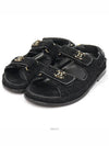 G35927 Black Cotton Tweed Calfskin Pearl CC Logo Velcro Strap Women s Sandals 37 - CHANEL - BALAAN 3