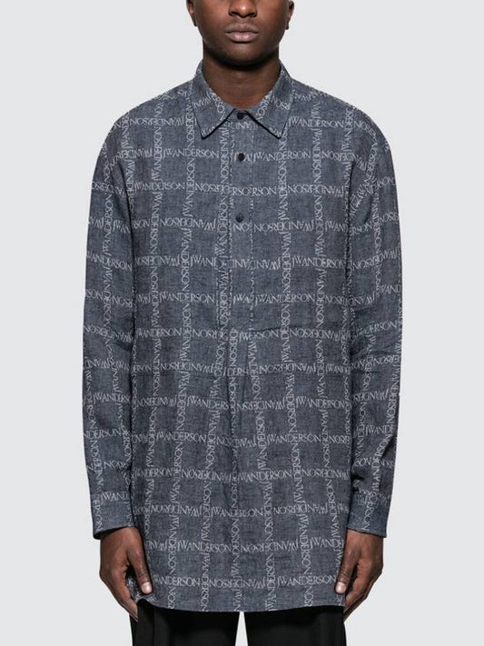 J.W ANDERSONLOGO GRID TUNIC LINEN SHIRT - JW ANDERSON - BALAAN 2