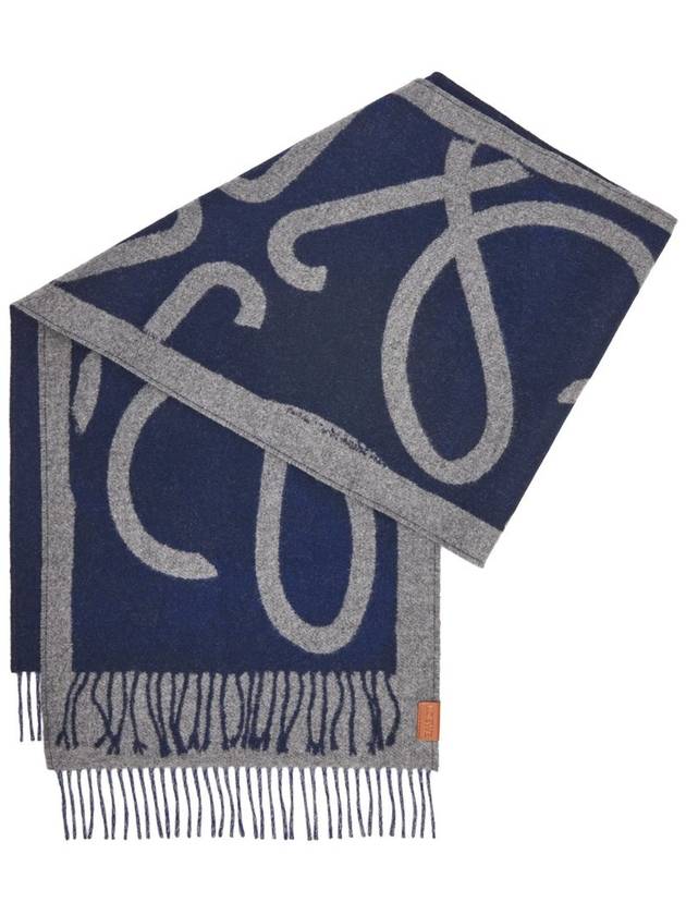 Wool Cashmere Scarf Blue Grey - LOEWE - BALAAN 2