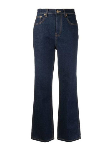 High Rise Straight Jeans Navy - TORY BURCH - BALAAN 1