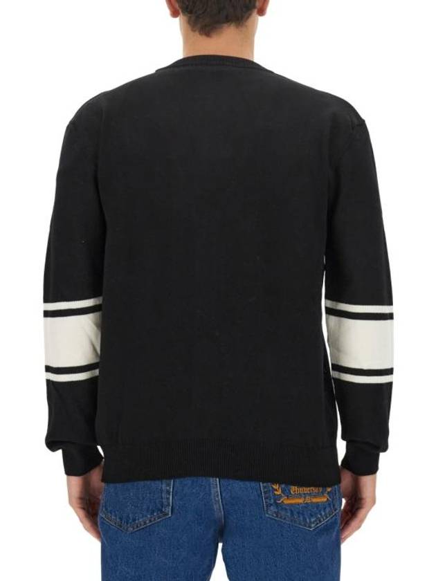 Embroidered Logo Wool Cardigan Black - MSGM - BALAAN 4