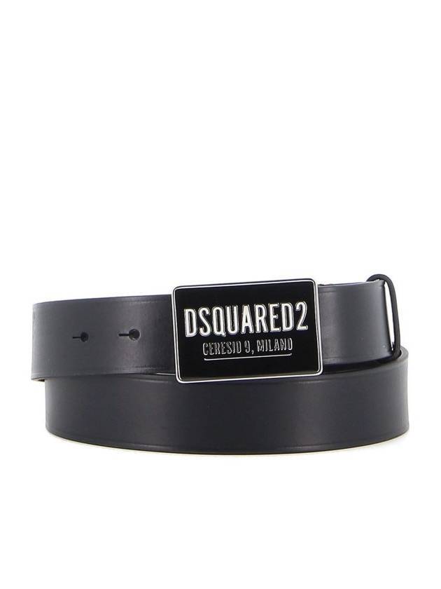 Ceresio 9 Square Buckle Leather Belt Black - DSQUARED2 - BALAAN 1